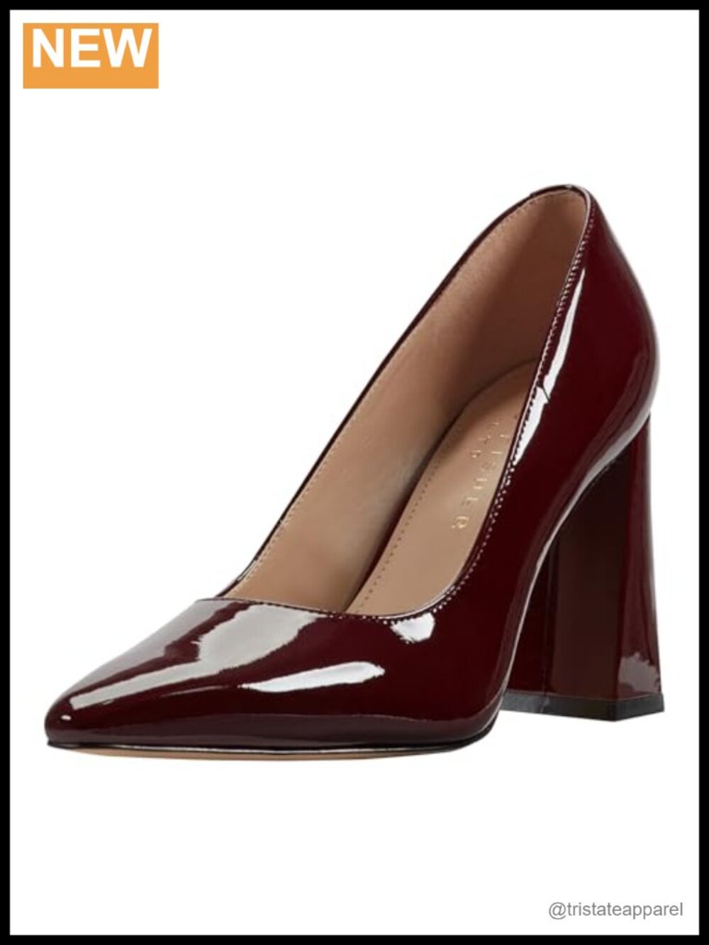 Patent Leather Pointed Toe Block Heel Dress Pumps